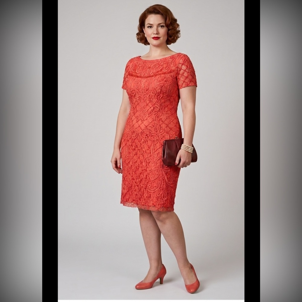 SueWong Nocturne Ribbon‎ Embroidered Lace Red Dress. Size 14. Elegant.